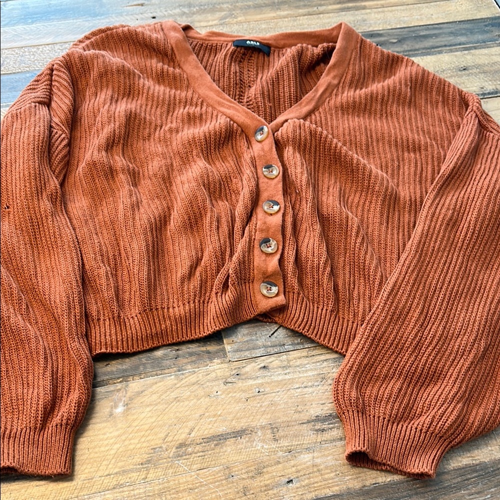 Able rust color cropped sweater